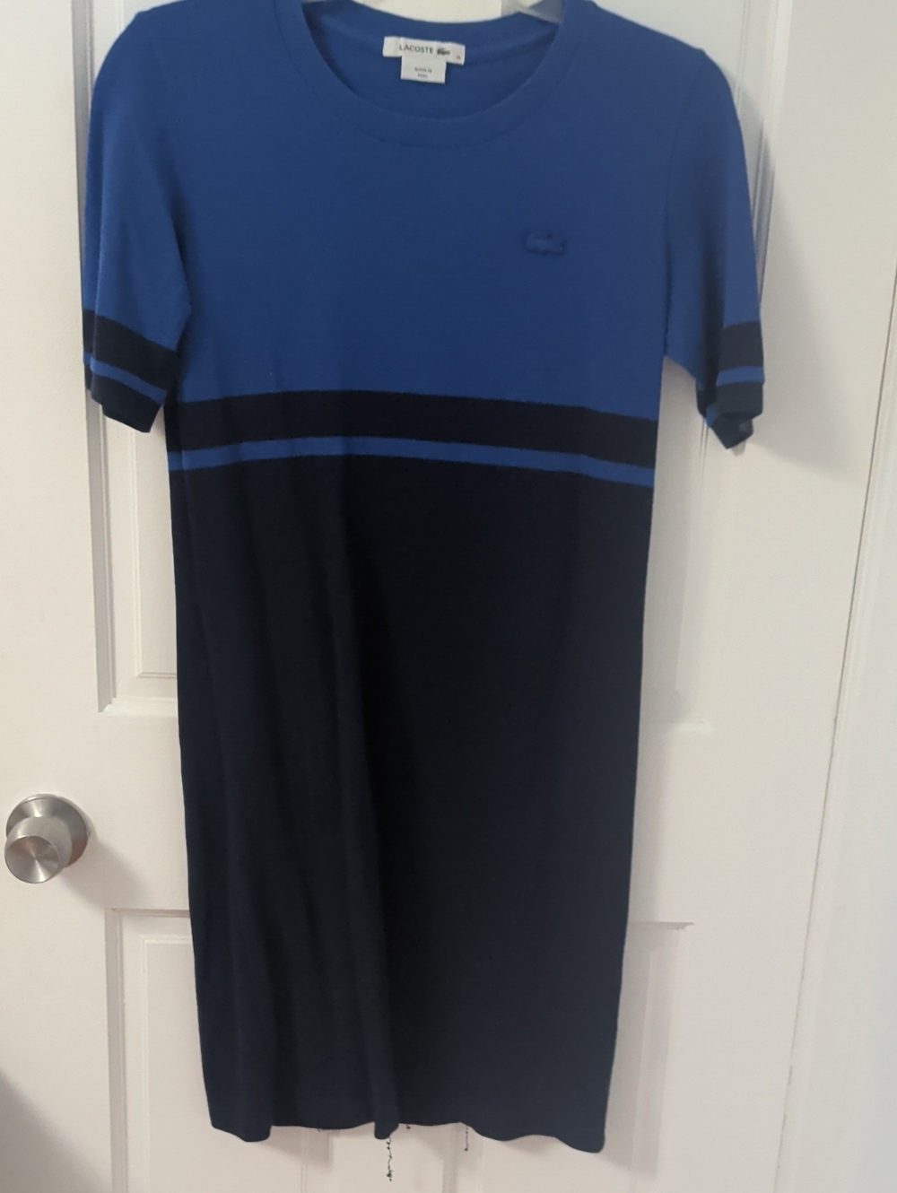 Lacoste Blue and Navy Short-Sleeve Knit Dress